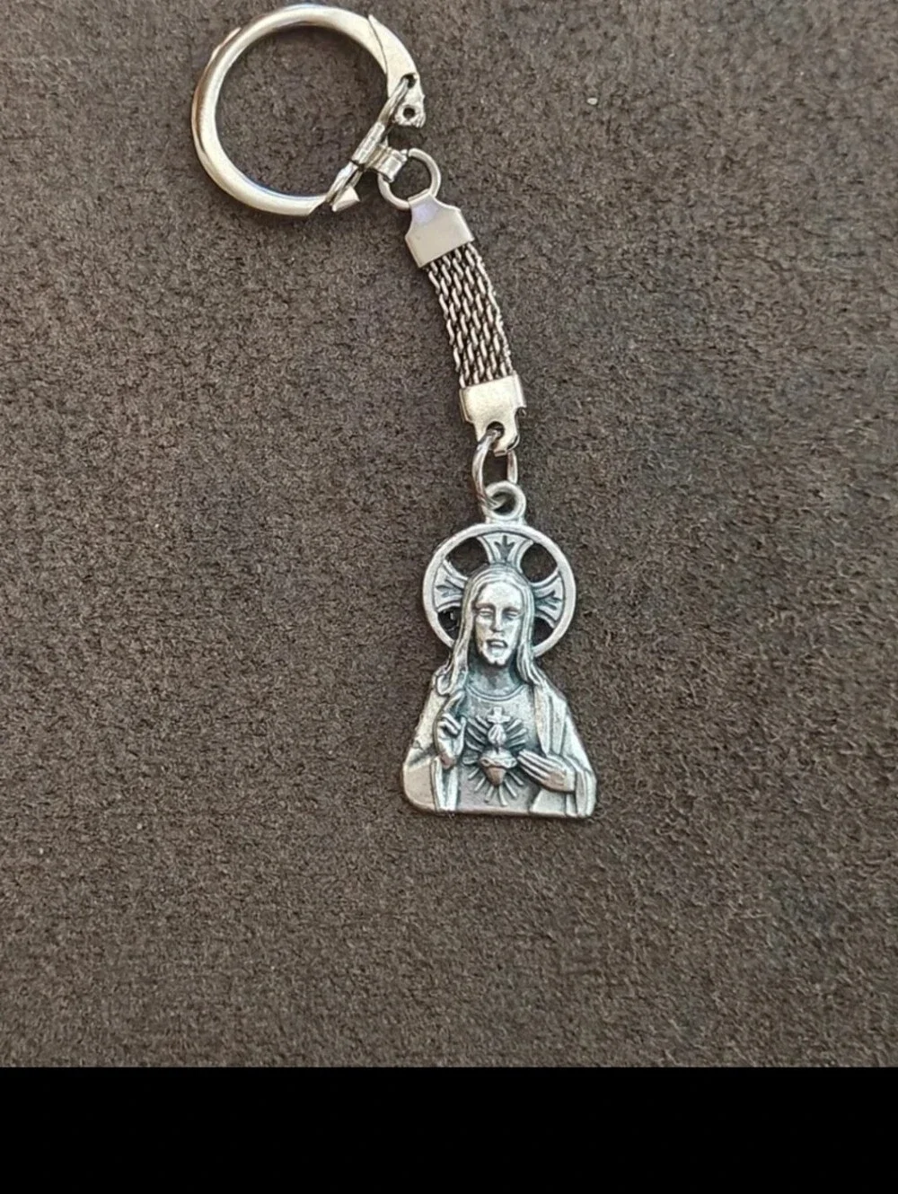 1960s/70s Sacred Heart of Jesus Pewter Keychain